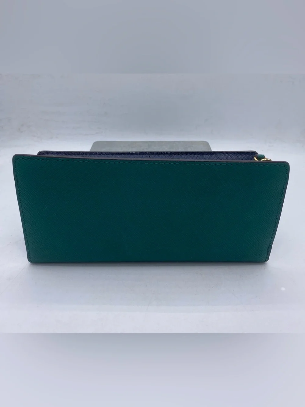 Michael Kors Teal Saffiano Leather Jet Set Travel Wallet with Gold Logo
